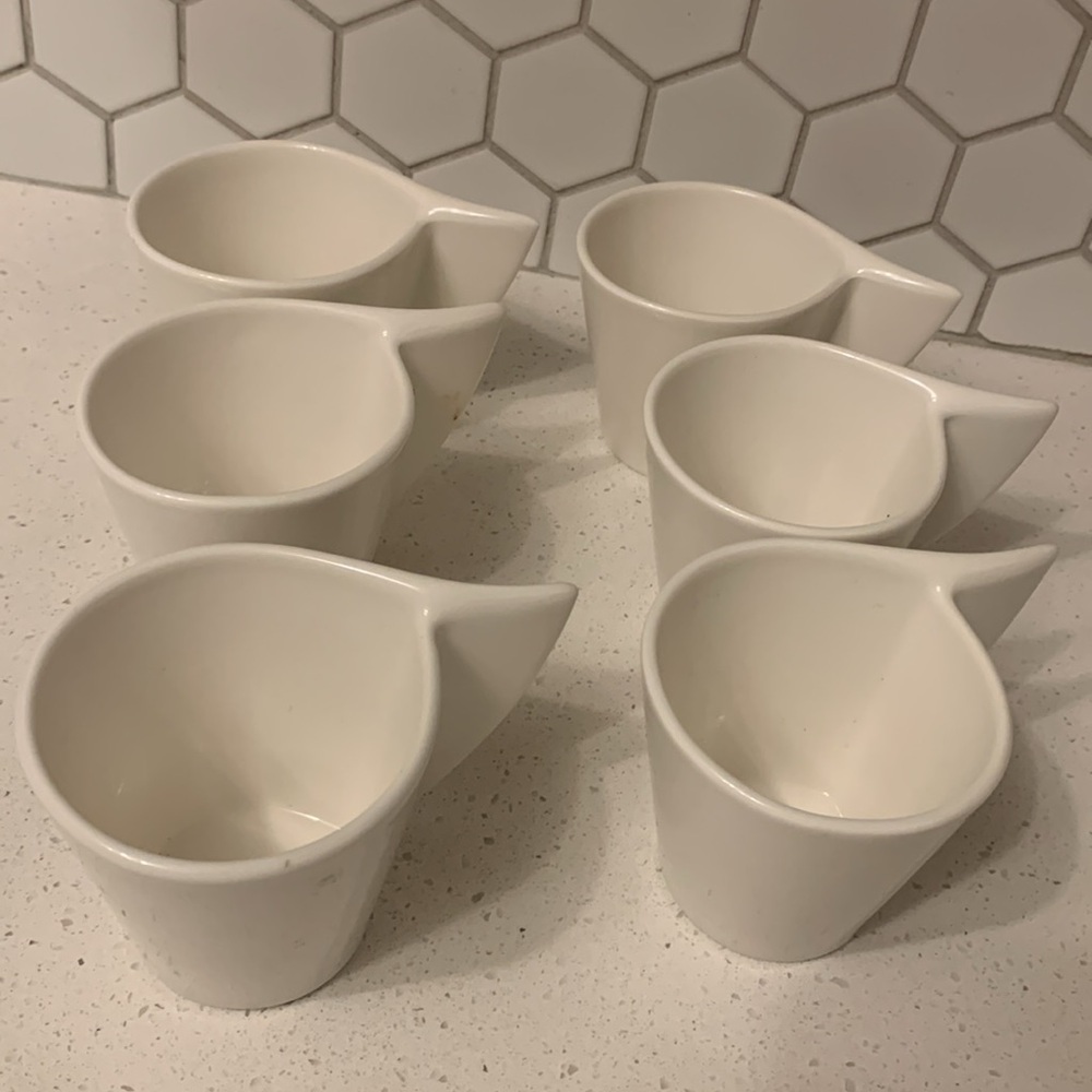 VILLEROY & BOCH fine‎ china WAVE CAFFE pattern FLAT CUP Set 6 Modern White 1748